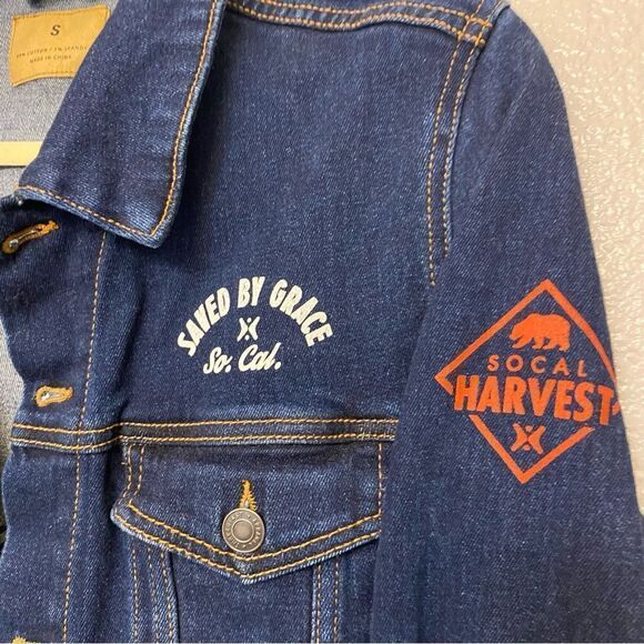 Saved By Grace So. Cal Harvest Threadfast Apparel Unisex denim jean jacket -S - Picture 3 of 9